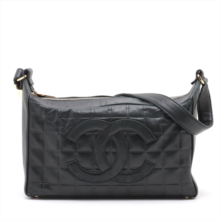 Chanel Chocolate Bar CC Lambskin Shoulder Bag Black Gold Metal Fittings 6 Series #2895