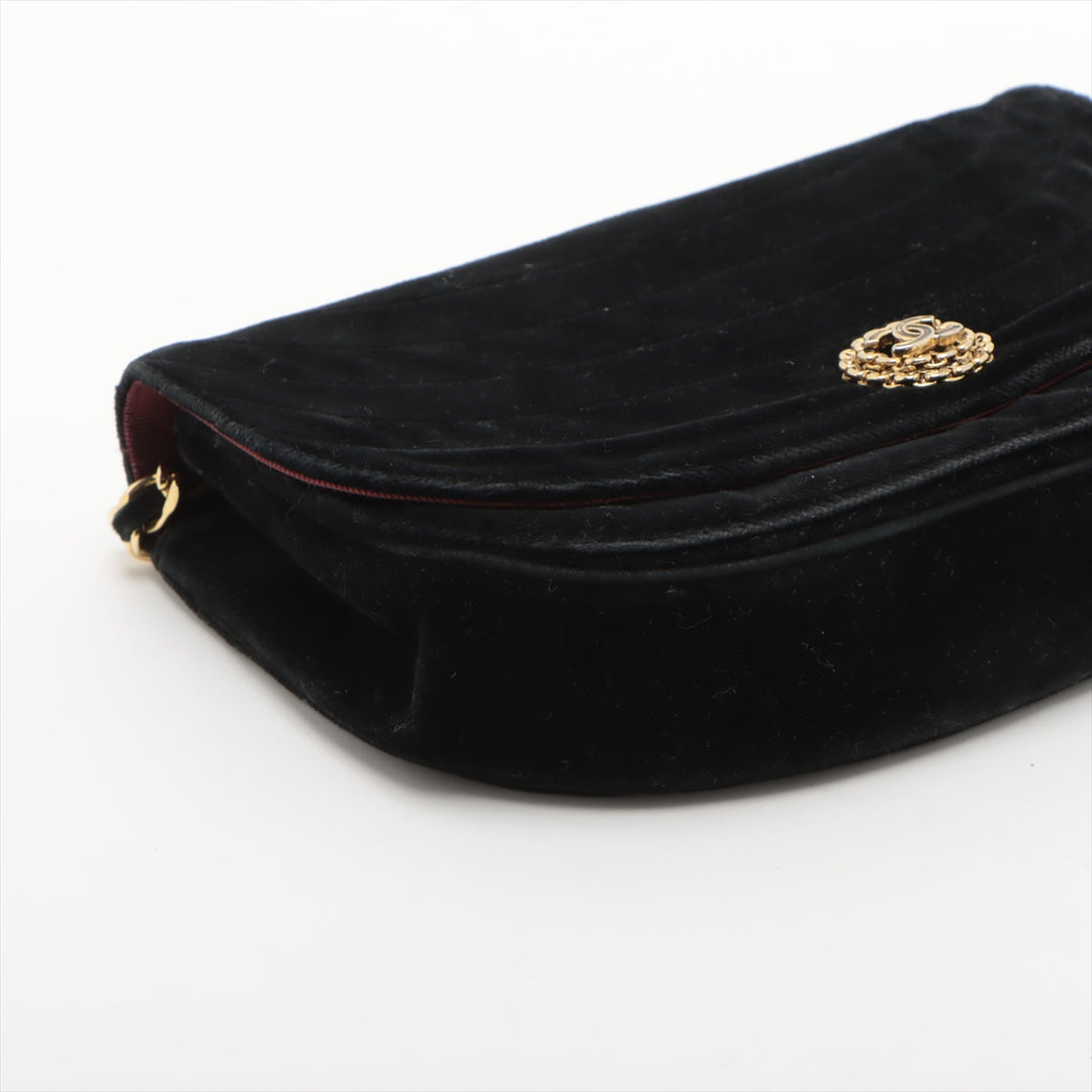 Chanel Black Suede Half Moon Coco Mark Chain Shoulder Bag #3744