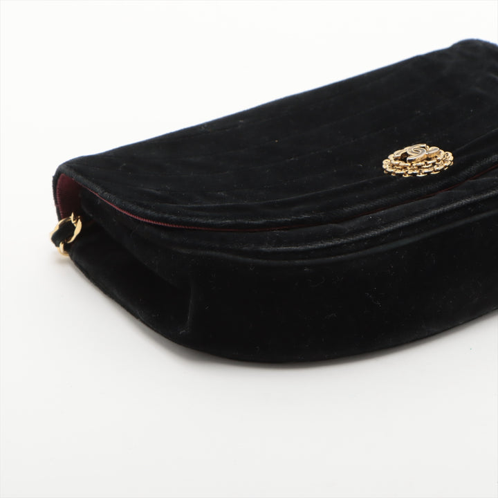 Chanel Black Suede Half Moon Coco Mark Chain Shoulder Bag #3744