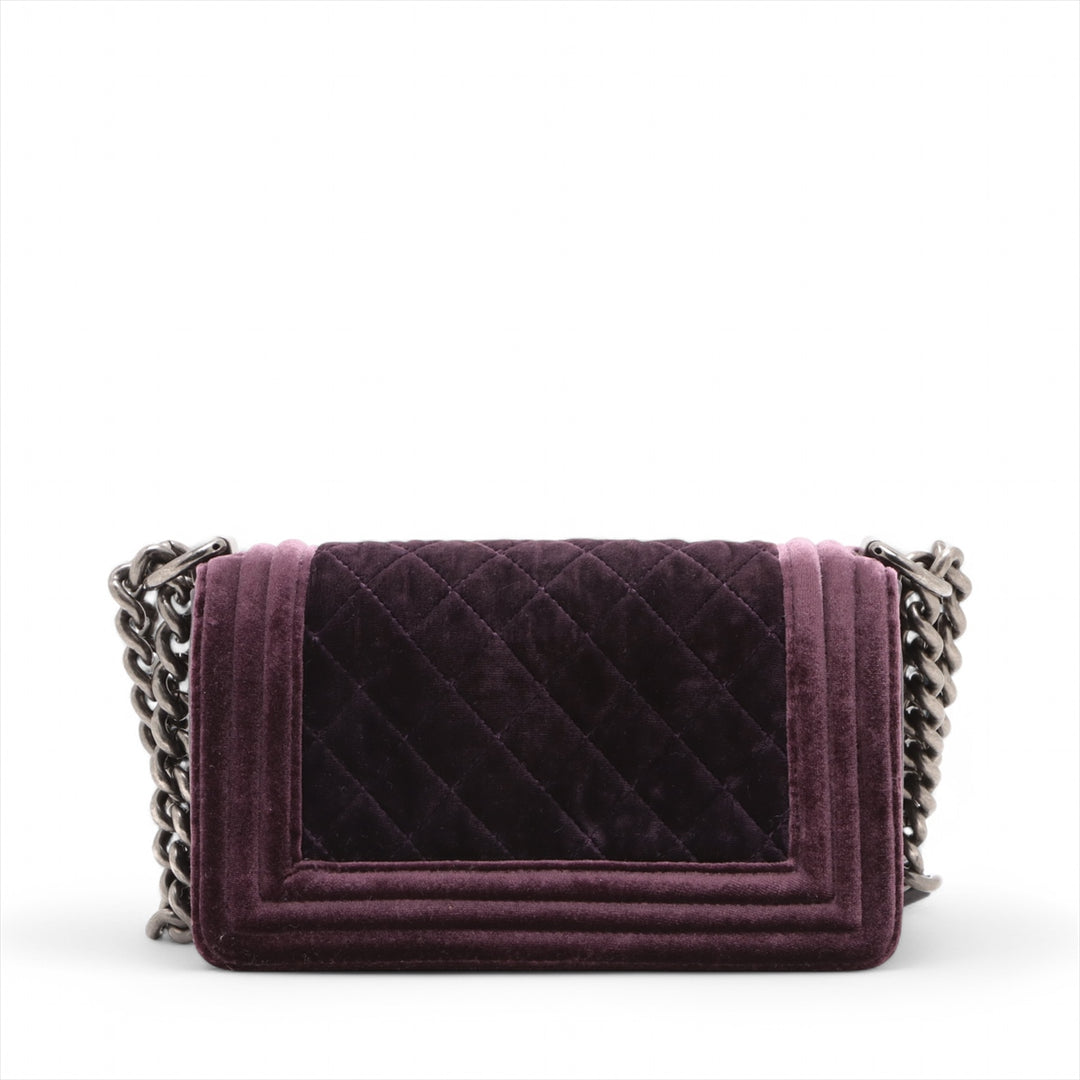 Chanel Boy 20 Small Purple Velvet Chain Shoulder Bag Purple Gunmetal Fittings 17 Series #3748
