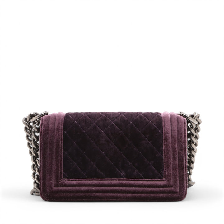 Chanel Boy 20 Small Purple Velvet Chain Shoulder Bag Purple Gunmetal Fittings 17 Series #3748