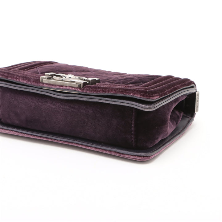 Chanel Boy 20 Small Purple Velvet Chain Shoulder Bag Purple Gunmetal Fittings 17 Series #3748