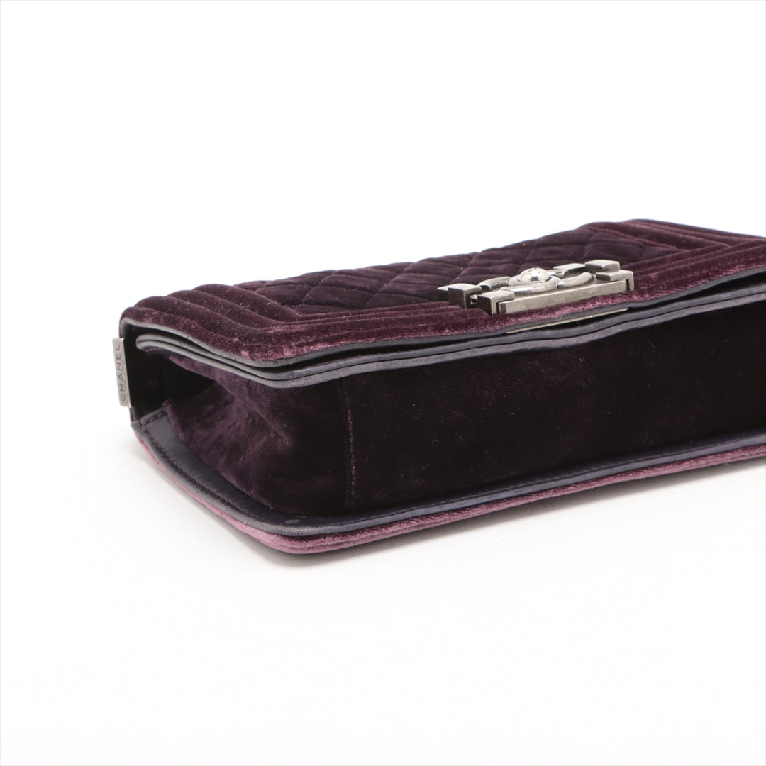 Chanel Boy 20 Small Purple Velvet Chain Shoulder Bag Purple Gunmetal Fittings 17 Series #3748