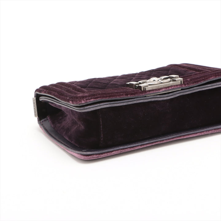 Chanel Boy 20 Small Purple Velvet Chain Shoulder Bag Purple Gunmetal Fittings 17 Series #3748
