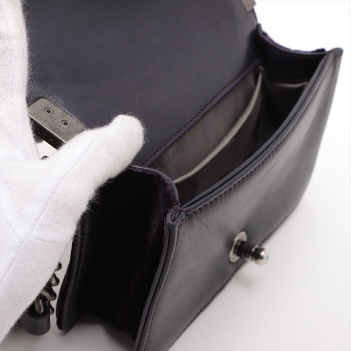 Chanel Boy 20 Small Purple Velvet Chain Shoulder Bag Purple Gunmetal Fittings 17 Series #3748