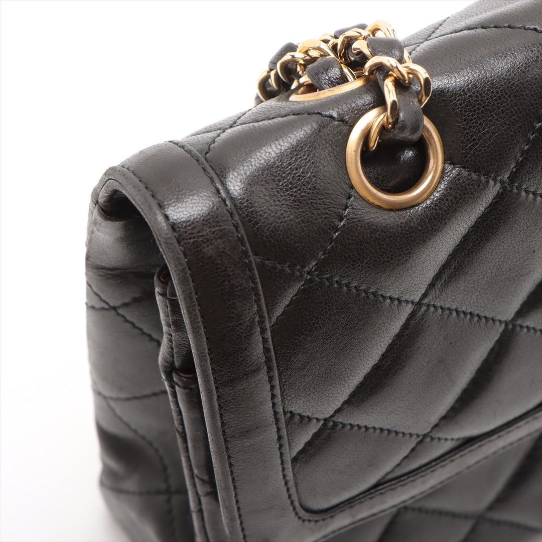 Chanel Matelasse Lambskin Double Flap Double Chain Black Shoulder Bag 3 Series #3747