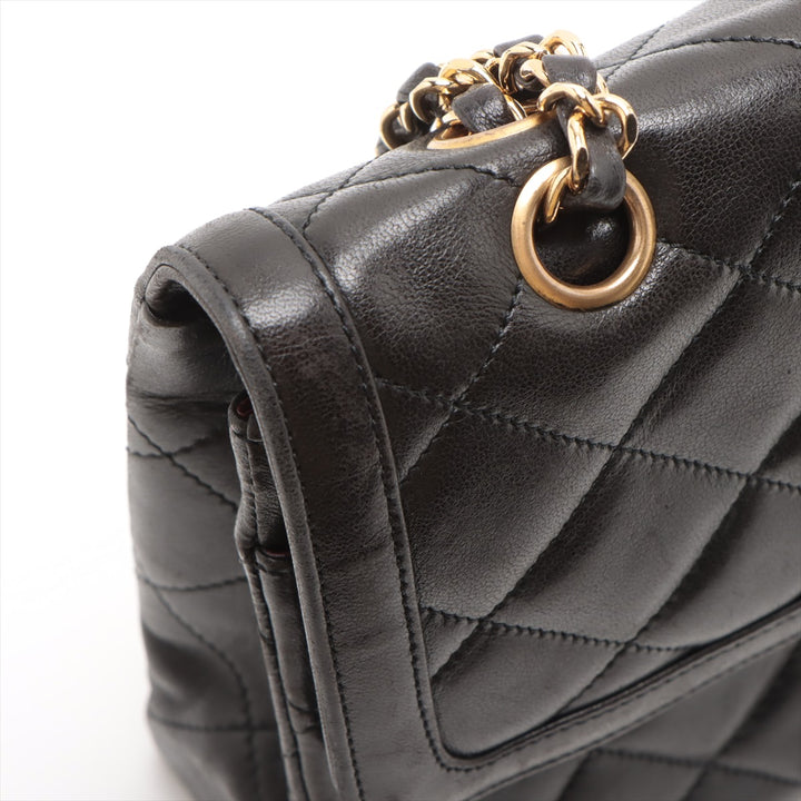 Chanel Matelasse Lambskin Double Flap Double Chain Black Shoulder Bag 3 Series #3747