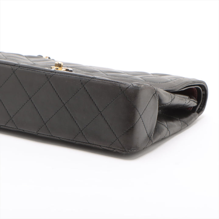 Chanel Matelasse Lambskin Double Flap Double Chain Black Shoulder Bag 3 Series #3747