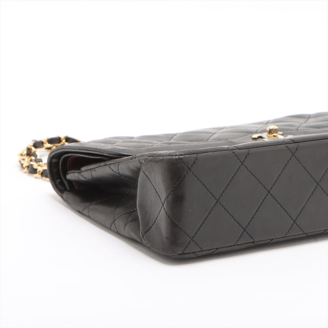 Chanel Matelasse Lambskin Double Flap Double Chain Black Shoulder Bag 3 Series #3747