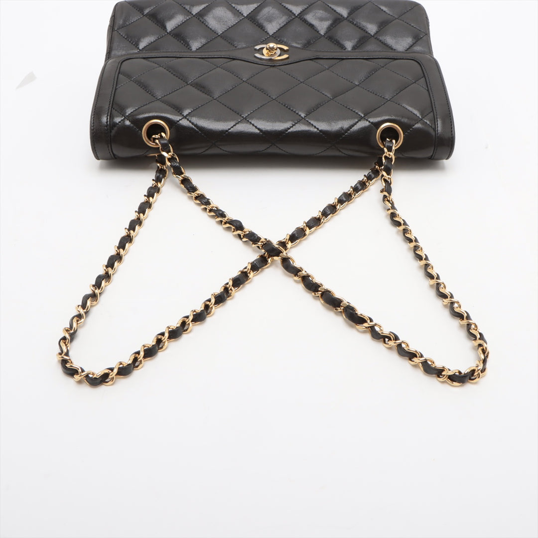 Chanel Matelasse Lambskin Double Flap Double Chain Black Shoulder Bag 3 Series #3747