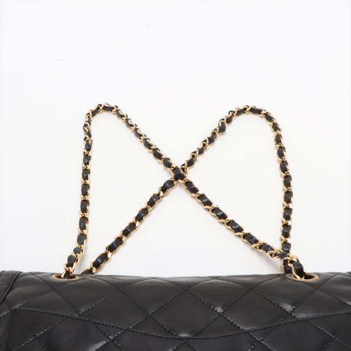 Chanel Matelasse Lambskin Double Flap Double Chain Black Shoulder Bag 3 Series #3747