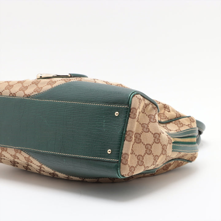 Gucci GG Canvas Green Horsebit Shoulder Bag #2151