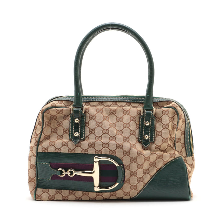 Gucci GG Canvas Green Horsebit Shoulder Bag #2151