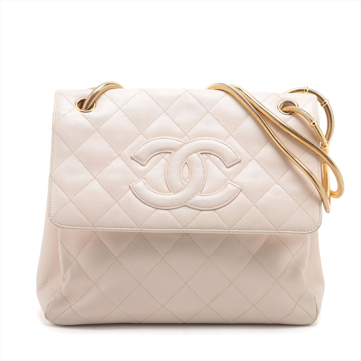 Chanel Matelasse Timeless CC Lambskin Shoulder Bag Light Pink Gold Metal Fittings 4 Series #2597