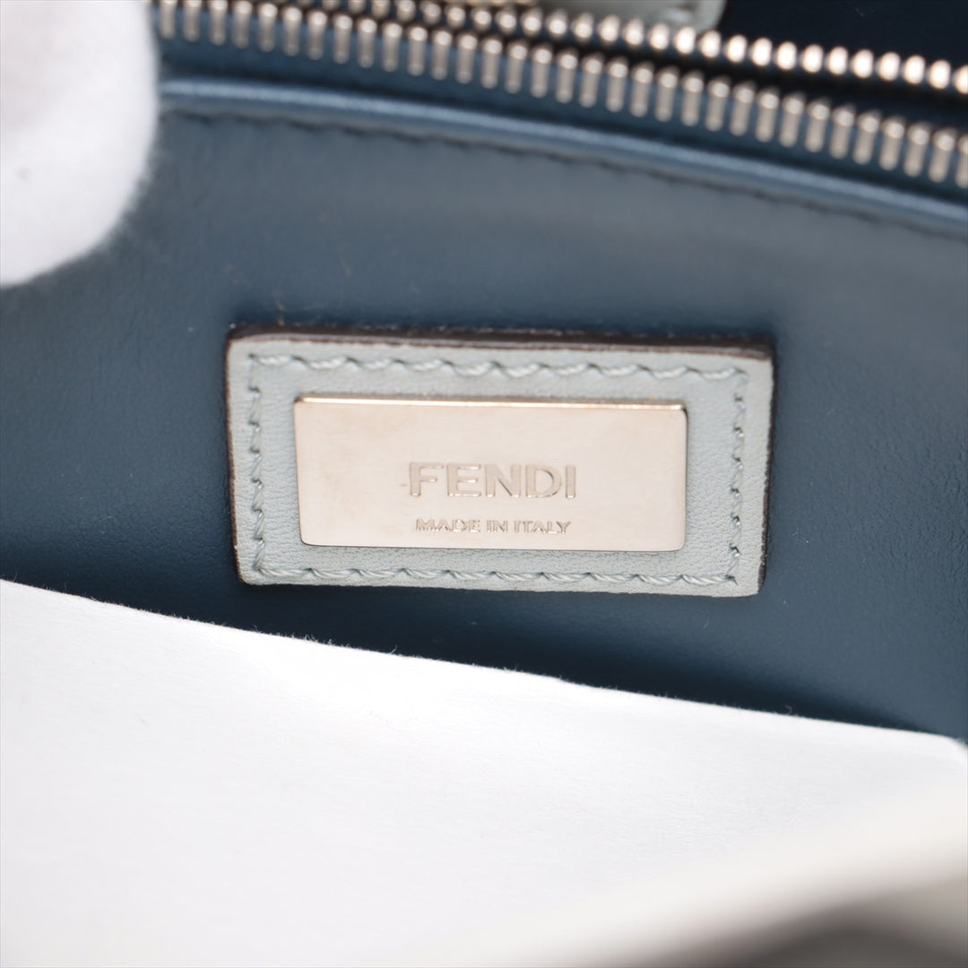 Fendi Petit 2 Jours Leather 2 Way Handbag Blue Gray #3263