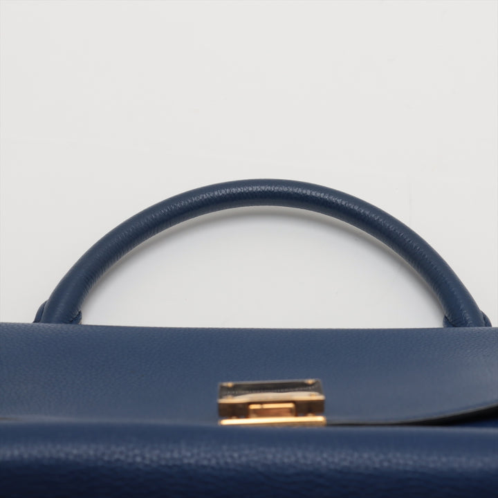 Celine Trapeze Leather & Suede 2 Way Handbag Blue #3266