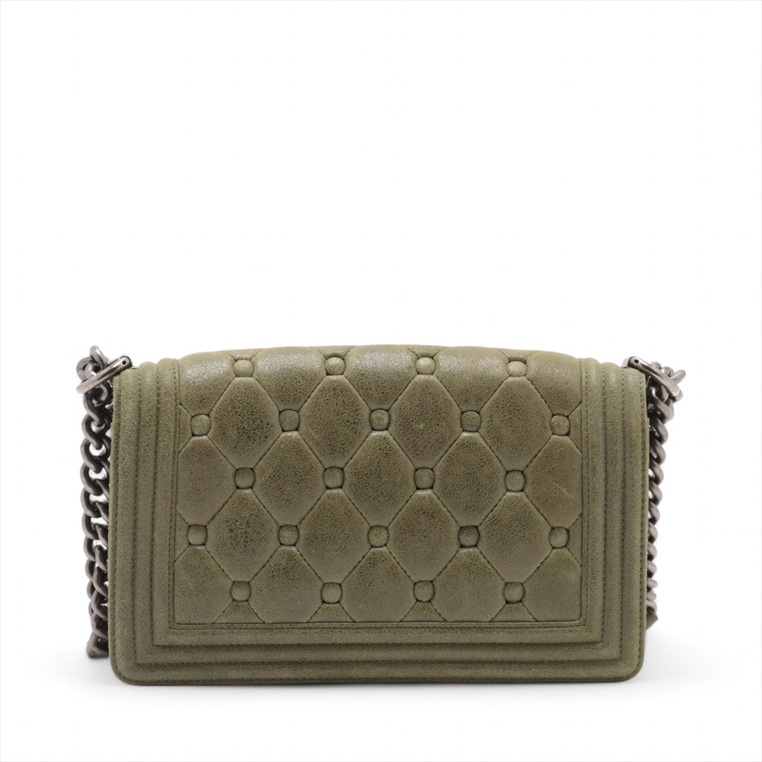 Chanel Celtic Boy 25 Flap Chesterfield Green Gunmetal Shoulder Bag #3745