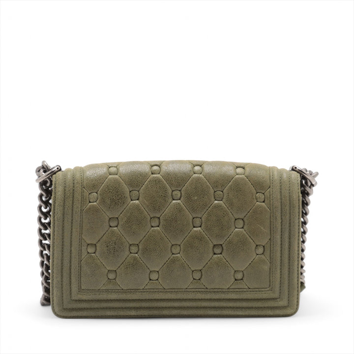 Chanel Celtic Boy 25 Flap Chesterfield Green Gunmetal Shoulder Bag #3745