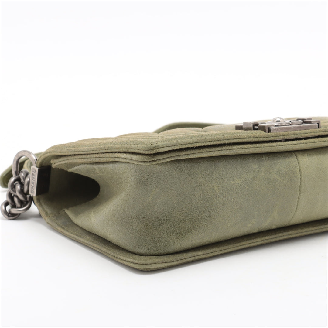 Chanel Celtic Boy 25 Flap Chesterfield Green Gunmetal Shoulder Bag #3745
