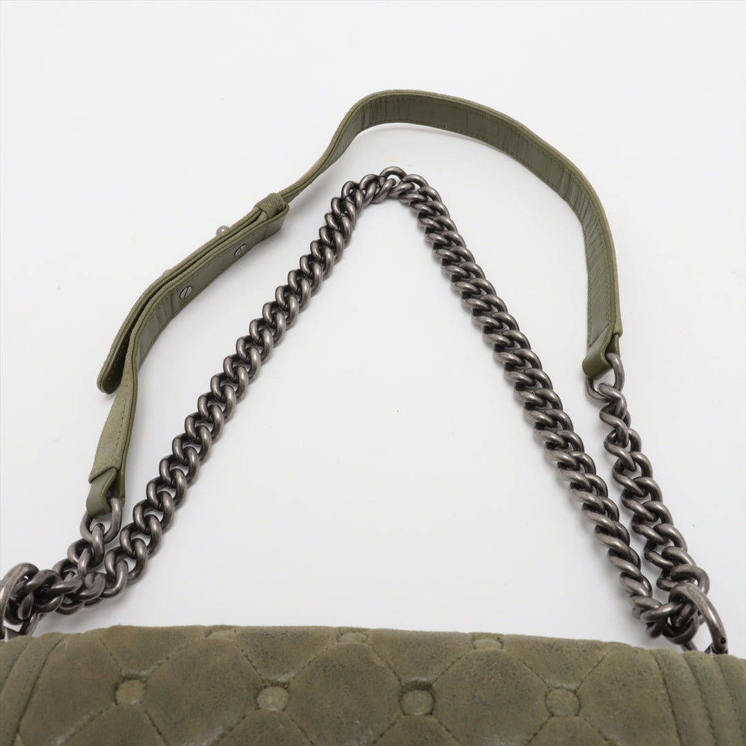 Chanel Celtic Boy 25 Flap Chesterfield Green Gunmetal Shoulder Bag #3745