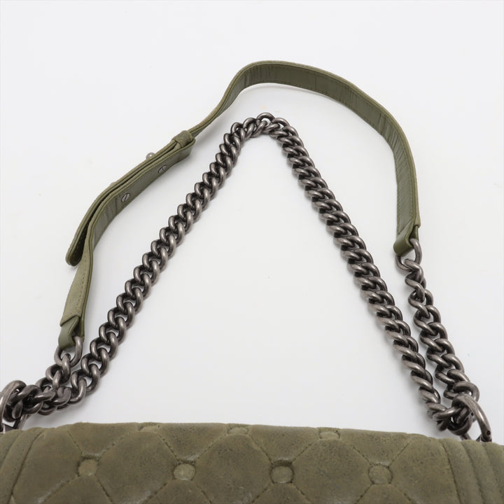 Chanel Celtic Boy 25 Flap Chesterfield Green Gunmetal Shoulder Bag #3745