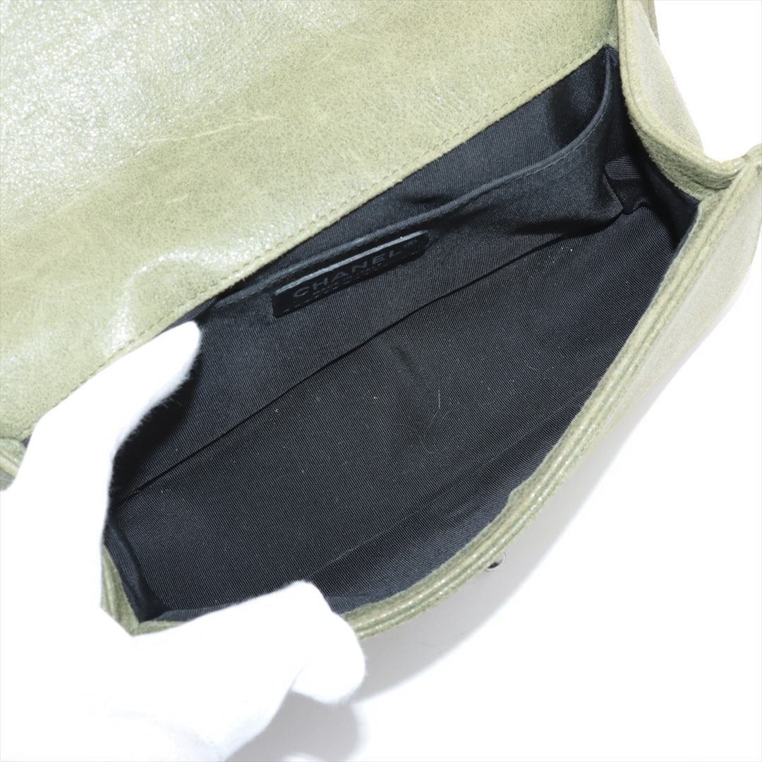Chanel Celtic Boy 25 Flap Chesterfield Green Gunmetal Shoulder Bag #3745
