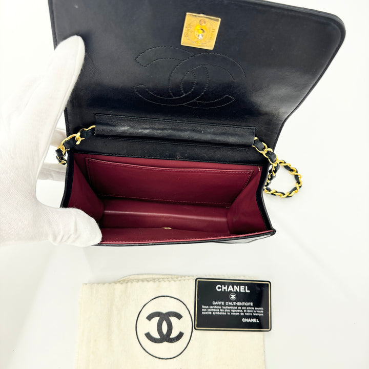 Chanel Black Quilted Lambskin Matelasse Mini Chain Bag