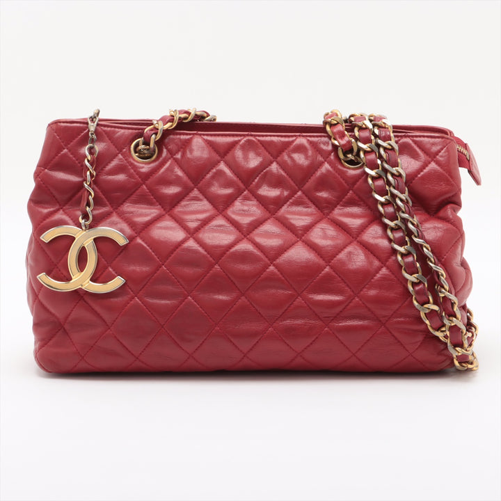 Chanel Matelasse Lambskin Chain Shoulder Bag Red Gold Metal Fittings 1328599 #1737