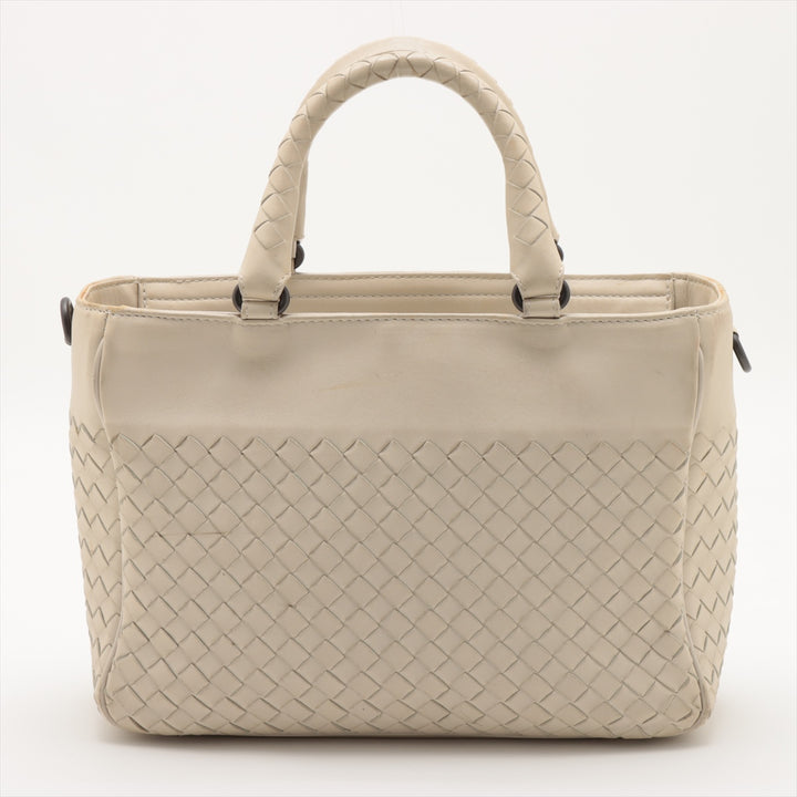 Bottega Veneta Intrecciato Leather 2 Way Handbag White #1816