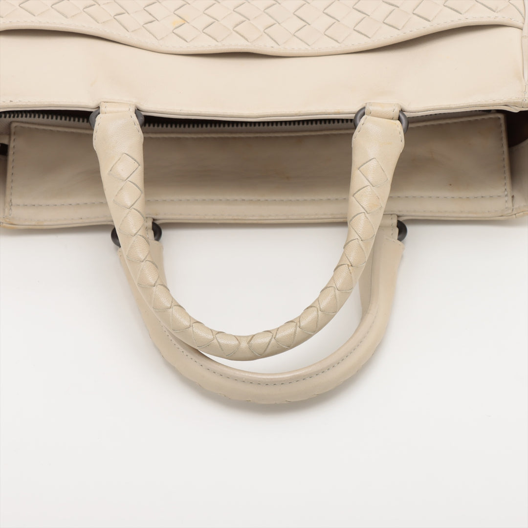 Bottega Veneta Intrecciato Leather 2 Way Handbag White #1816