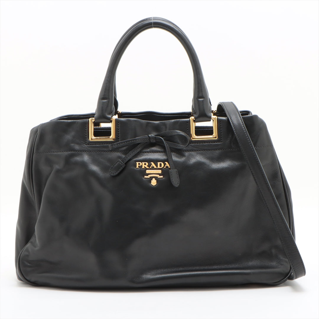 Prada Soft Calf Bow Black Tote Bag - #1937