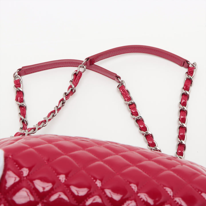 Chanel Matelasse Patent Leather Chain Tote Bag Red Silver Metal Fittings 15XXXXXX #1925