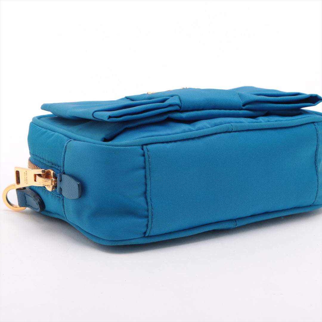 Prada Blue Nylon Tessuto Mini Bow Crossbody Bag #1934