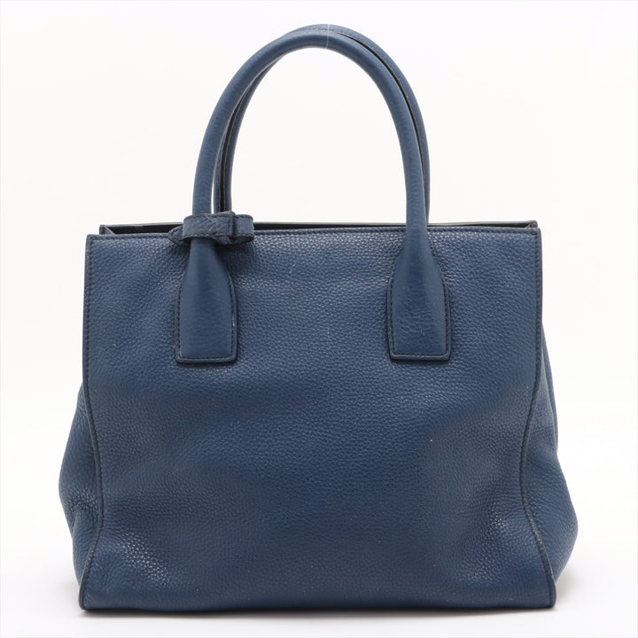 Prada Vitello Daino Leather 2 Way Handbag Navy Blue BN2693 #1981