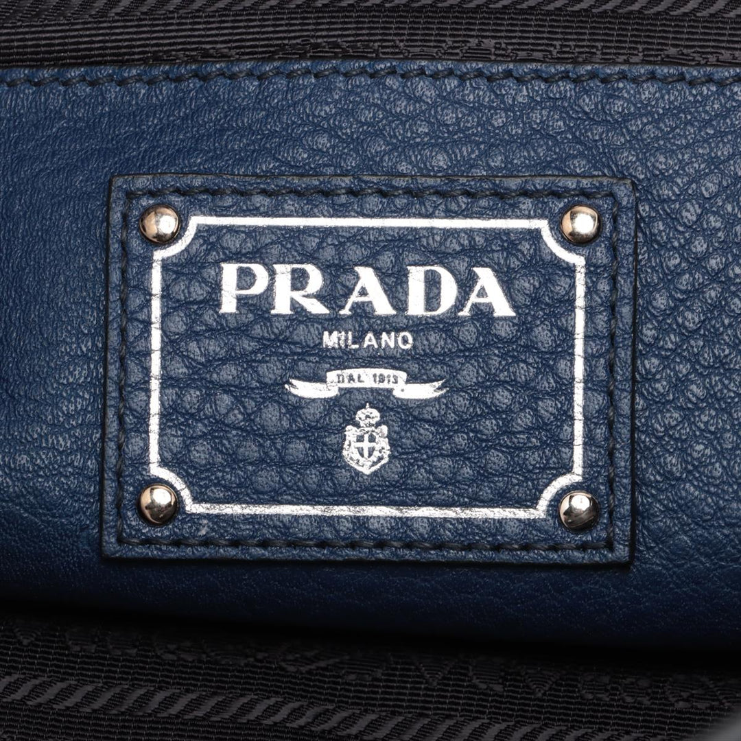 Prada Vitello Daino Leather 2 Way Handbag Navy Blue BN2693 #1981