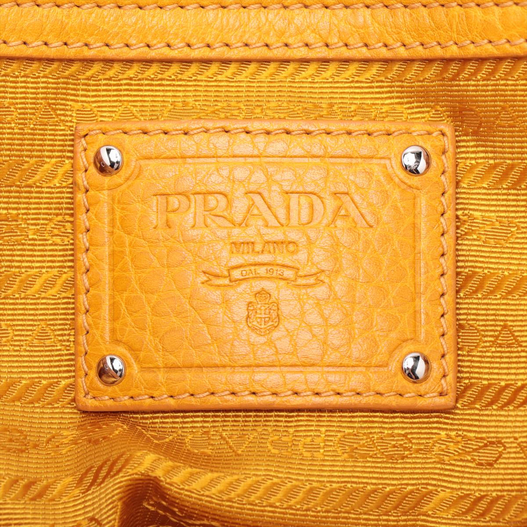 Prada Vitello Leather Braided Handle Yellow 2way Tote Bag  #2344