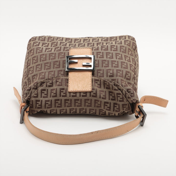 Fendi Zucchino Mamma Baguette Canvas &amp; Leather Handbag Brown  #2445