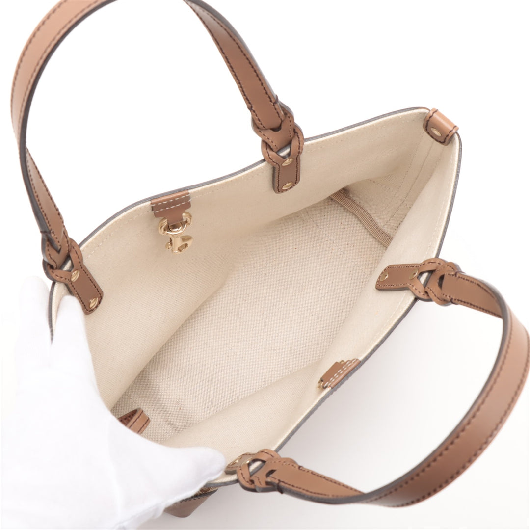 Gucci GG Canvas Canvas &amp; Leather Hand bag Beige 269878 #2438