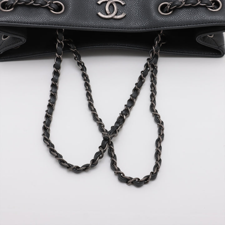 Chanel Coco Mark Caviar Skin Chain Tote Bag Black Gunmetal Fittings 22140581 #2437