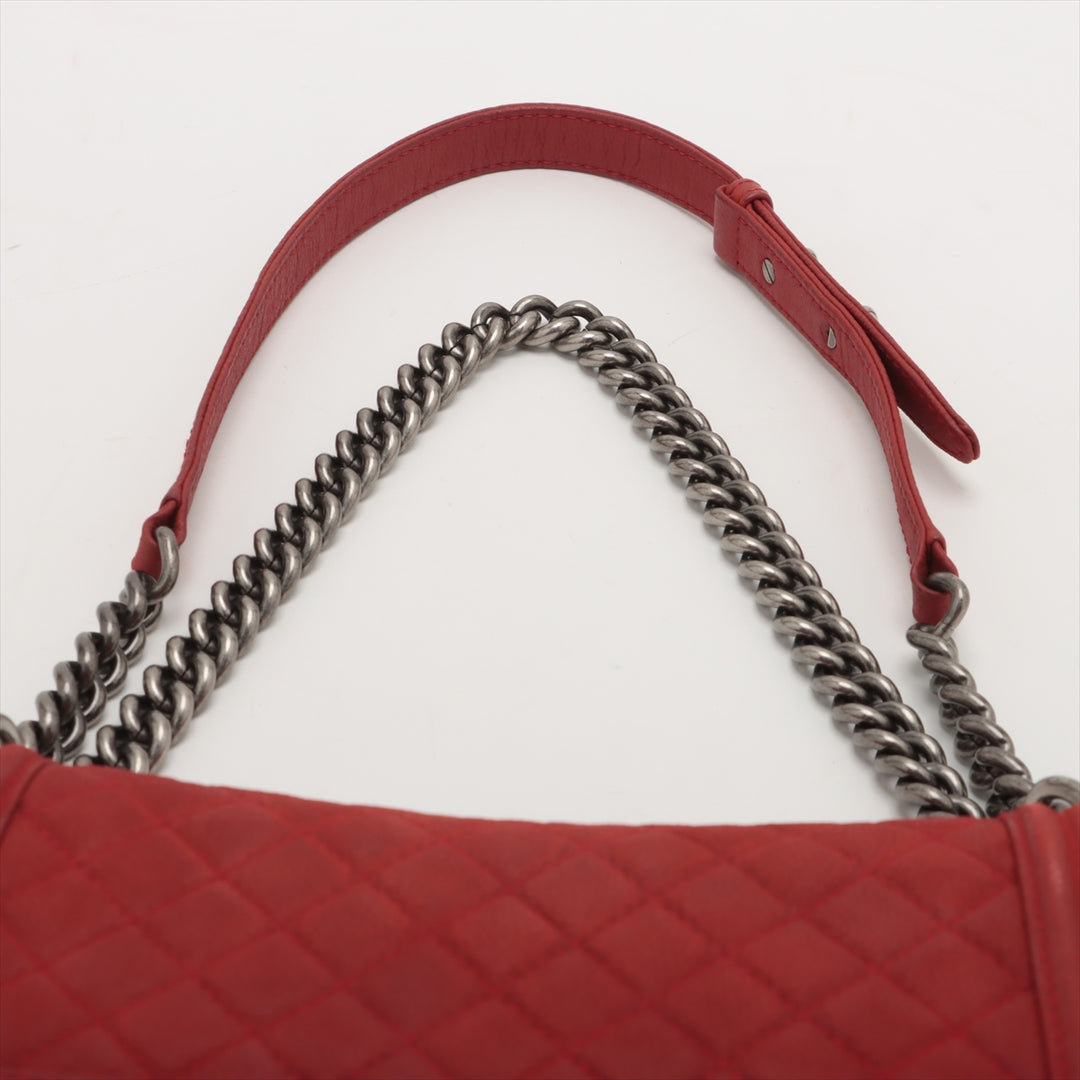 Chanel Boy 25 Caviar Skin Chain Shoulder Bag Red Gunmetal Fittings 18797144 #2434