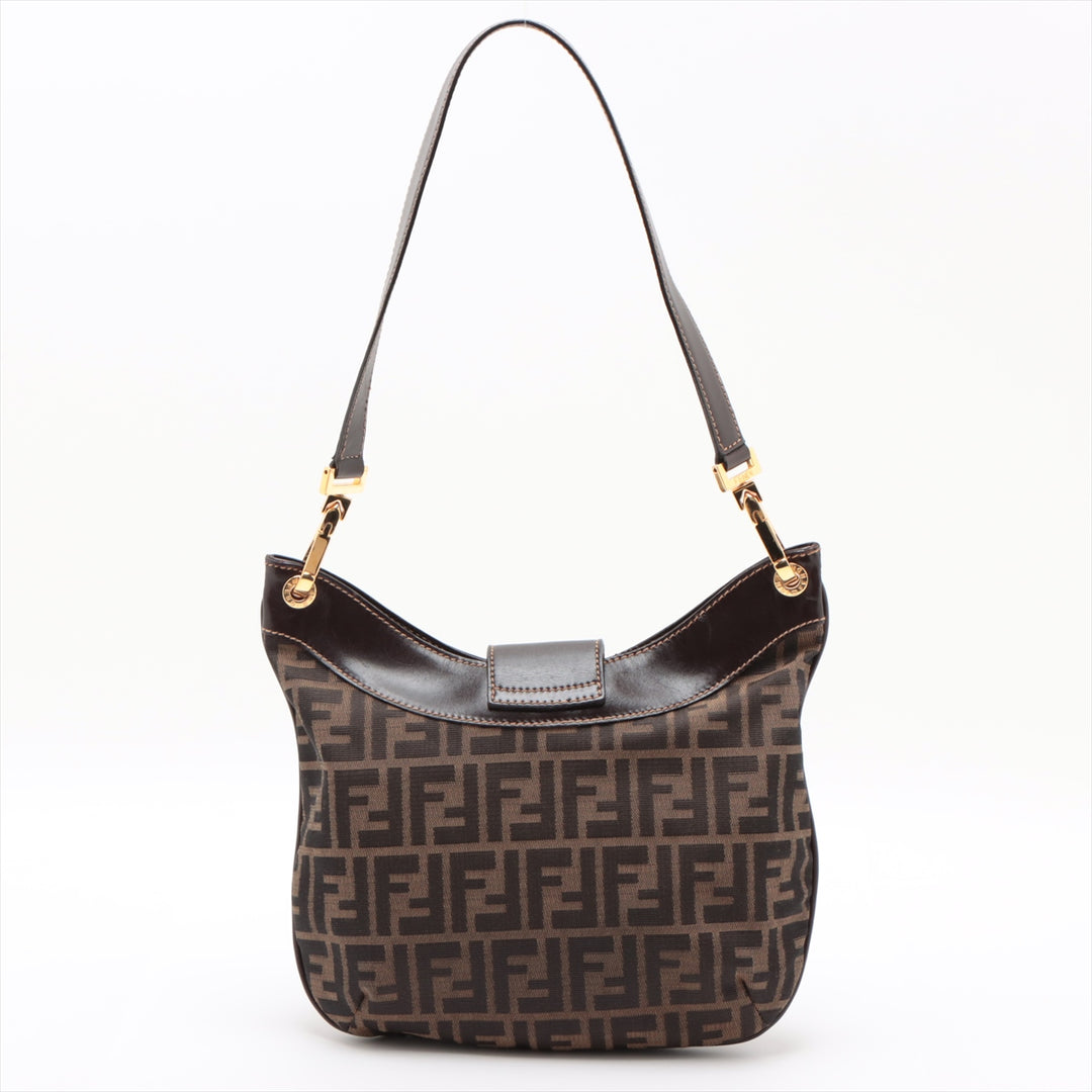 Fendi Zucca Canvas &amp; Leather Shoulder bag Brown- #2492