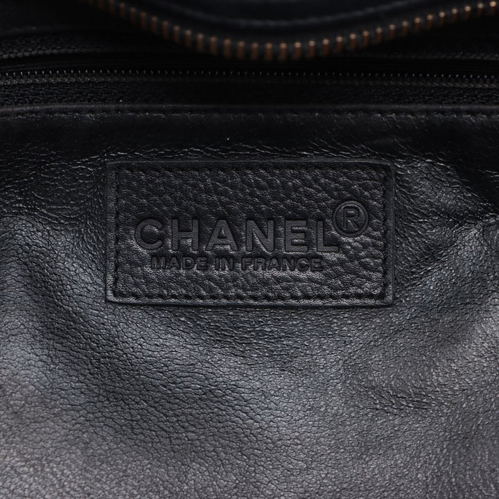 Chanel Logo Matelasse Black Quilted Caviar Skin Bowler Boston Bag #2498