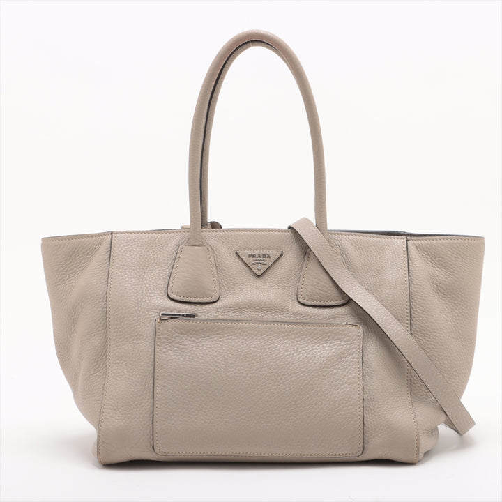 Prada Vitello Phenix Leather 2 Way Tote Bag Beige BN2795 #2518