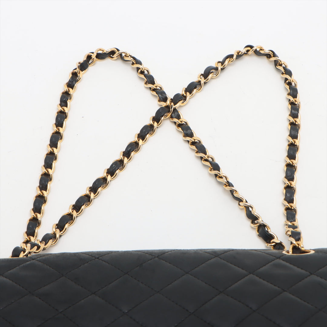 Chanel Paris Limited Matelasse Lambskin Double Flap Double Chain Black Gold Metal Fittings 0 Series #2515