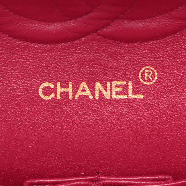 Chanel Matelasse Classic Double Flap 25 Dark Pink Lambskin Gold Metal Fittings 3 Series  #2612