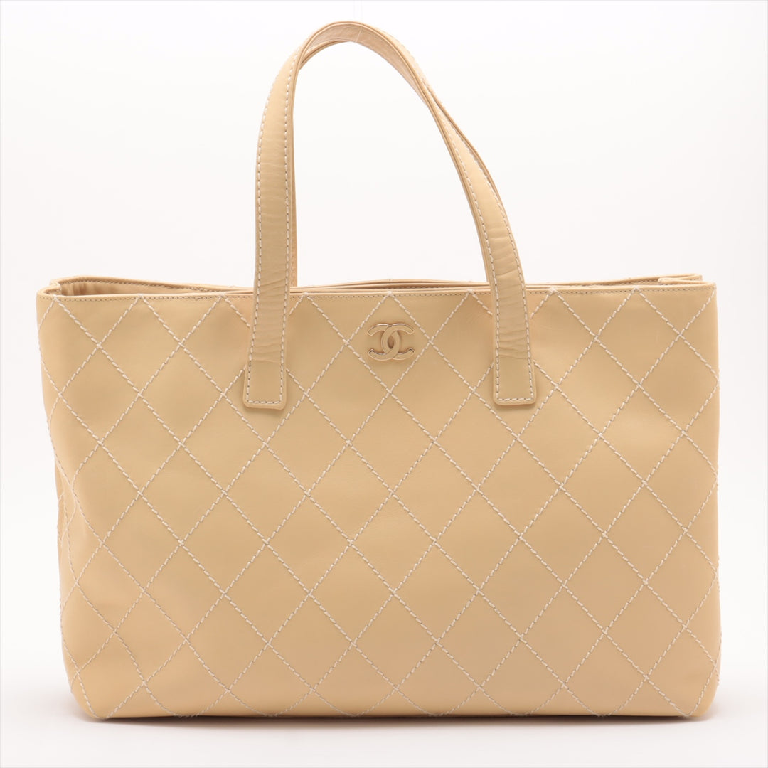 Chanel Wild Stitch Leather Tote bag Beige Gold Metal Fittings 7 Series #2511