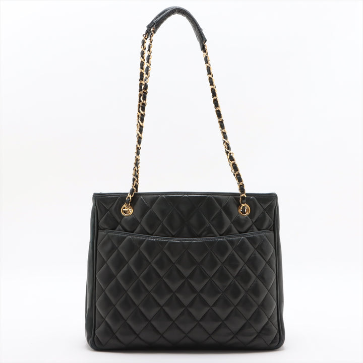 Chanel Matelasse Lambskin Shopping Tote Shoulder Bag Black Gold Metal Fittings 1 Series  #2525