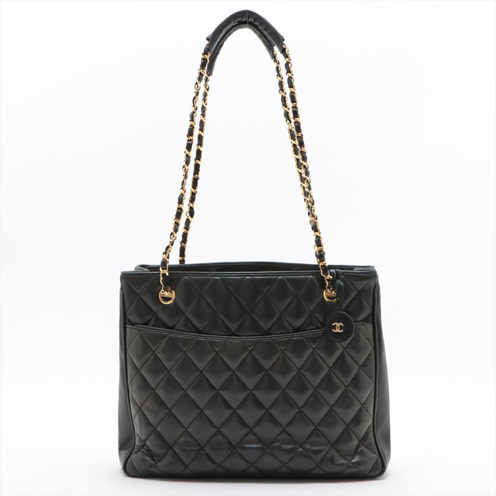 Chanel Matelasse Lambskin Shopping Tote Shoulder Bag Black Gold Metal Fittings 1 Series  #2525