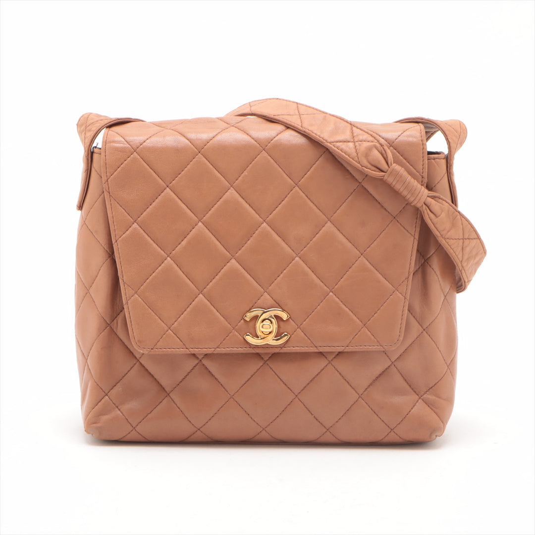 Chanel Matelasse Caramel Quilted Lambskin Turnlock Shoulder bag Brown Gold Metal Fittings 4 Series  #2513