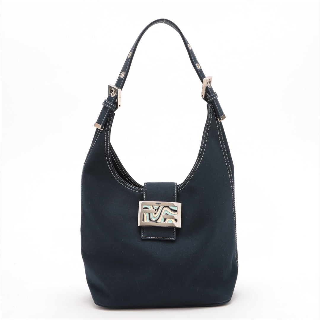 Fendi Canvas Mamma Baguette Shoulder bag Navy Blue 26686 #2611